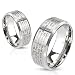 Lord's Prayer Laser Etched Brushed Finish Stainless Steel Ring with Cross (10)