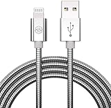 [Apple MFi Certified] USB Lightning Cable, SYNLOGIC Premium Metal Braided iPhone Chargers Apple Cord for iPhone 11 Xs,XS Max,XR,X,8 Plus,iPad Mini,iPad Air. 3.3Ft, Silver