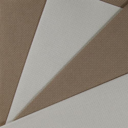 Image of KCS 4 /6 pc of 12 inch x 18 inch 30cmx45cm 16CT Counted Cotton Aida Cloth Cross Stitch Fabric (Cream+Khaki, 4 pc)