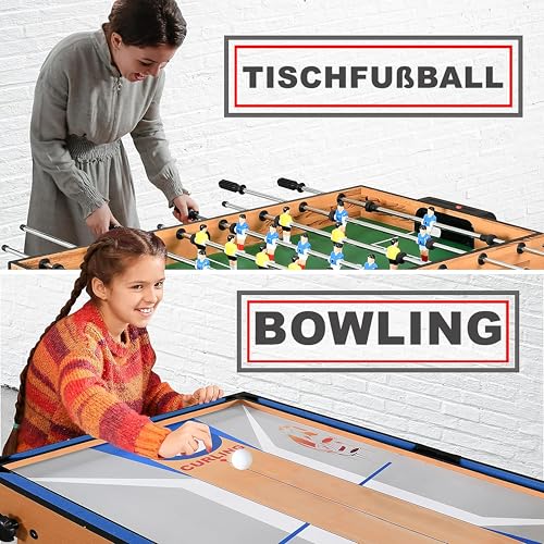 SereneLife 4-in-1/5-in-1 Multifunktionstisch – inkl. Billardtisch, Tischtennisplatte, Tischkicker, Kickertisch, Airhockey Tisch, Shuffleboard & Bowling Tische – Spieltisch Kinder & Erwachsene – Bild 6