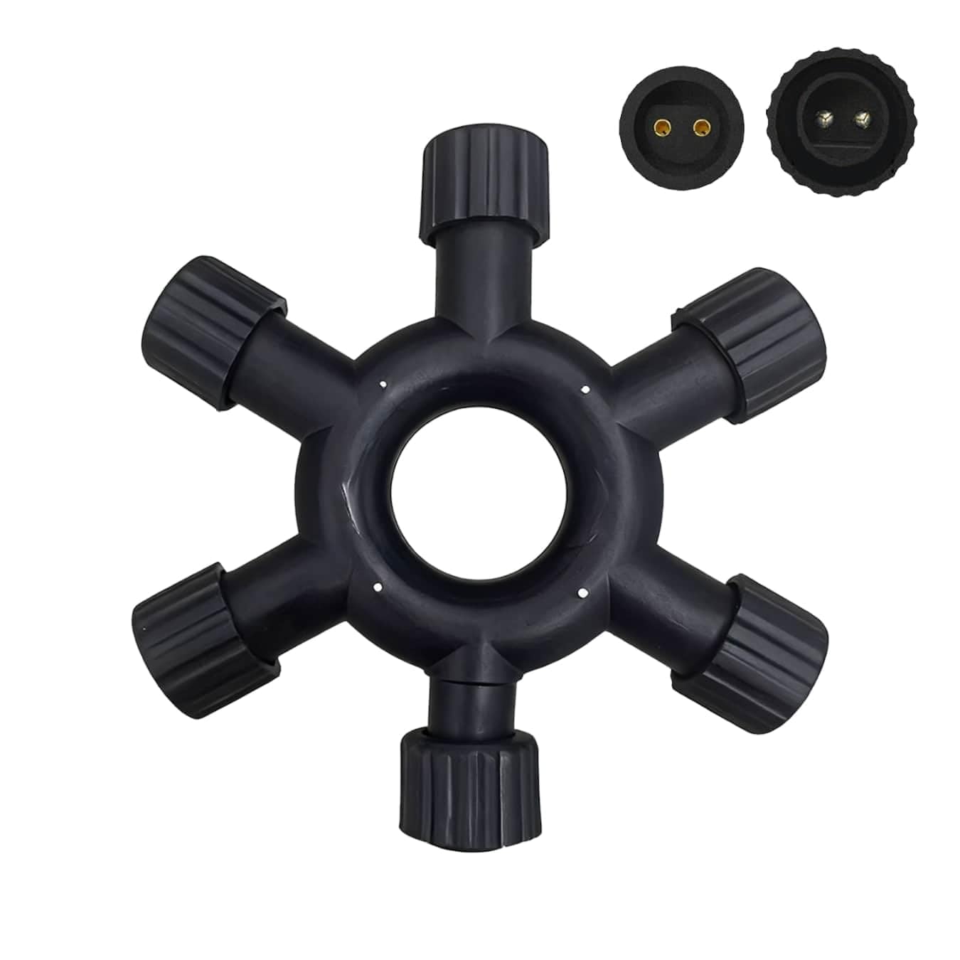 Dekofun Christmas Light Splitter Connector, 2 Pin 1 to 5 Fairy Lights Splitter, 6 Way Connector Waterproof Extension Eable for G40 Globe, Icicle, Net, Curtain & Xmas String Lights — image 1
