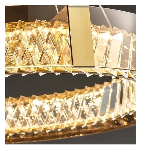 Plafonnier en verre cristal et acier inoxydable avec télécommande pour salon - 5