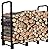 Artibear 4ft Outdoor Firewood Rack, Upgraded Adjustable Heavy Duty Logs Stand Stacker Holder for Fireplace - Metal Lumber Storage Carrier Organizer, Bright Black