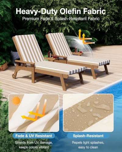 Image of YEFU Chaise Lounge Cushions Outdoor, 80x26x3 Cushion, Yellow Cabana Stripe