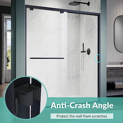 Elegant Sliding Shower Door 60" W X 72" H,Adjustable Framed Shower Door With 1/4 In. Tempered Glass,60-Inch Bypass Shower Door,Satin Black #TOP4