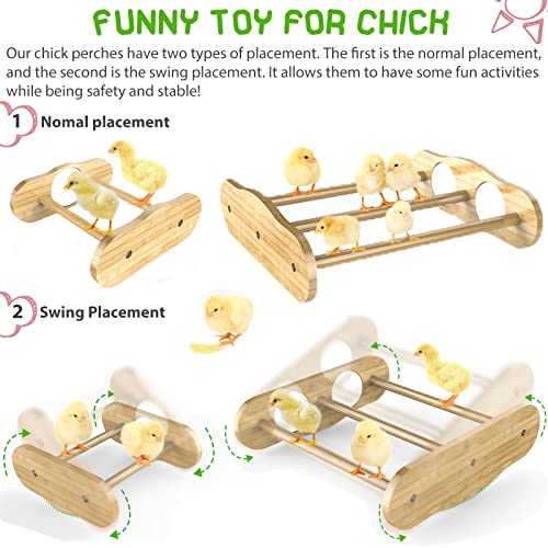 Image of Bamboo Chick Perch with Mirror and Mini Roosting Bar Set for coop and brooder(2 Pack), Training Perch for Large Bird, Hens, Parrots, Macaw, Easy to Assemble and Clean,Fun Toys for Chicken