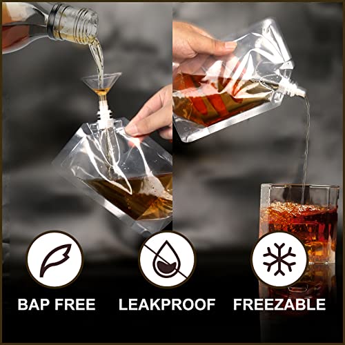 Bedeone 20Pcs Concealable And Reusable Drinking Bags, Plastic Flasks For Cruise, Bpa-Free & Leakproof - 8Oz #TOP2