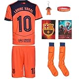 Boriverae Yamal Nr.10 Trikot Kinder Barca Drittes Set Orange 2024/25 mit Shorts Socken Schlüsselanhänger Armband Sticker Fußball Fan-Ausrüstung 128-176