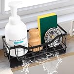 Sinnsally Sink Caddy Tidy Organiser with Self Draining Tray,Sponge Holder Sink Storage Rack,Washing up Utensil Caddy for Countertop Kitchen Accessories & Organisation
