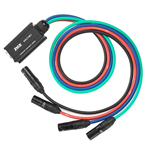LyxPro Multi Network Breakout for Stage and Recording Studio 4 Channel XLR to Single 300' Ethercon Cat 6 Cable AES and DMX Channels