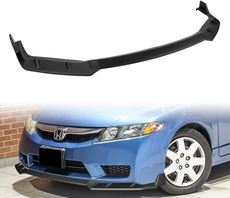 3 Pieces Front Bumper Lip Spoiler Splitter Side Body Kit Trim Protection Compatible with 2009-2011 Honda Civic 4DR Sedan, 2010 (Painted Black)