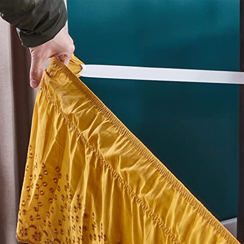 LIVEINU Bettrock Bettvolant Elastische Staub-Rüschen Bettrock mit Rüschen Elastische Staubrüsche Mit 38 cm Fallhöhe Queen/38cm Drop Gold - Image 7