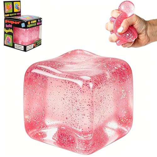 Image of Nice Ice Cube Sensory Squeeze, Ice Cube Squishy Stress Balls for Adults Slow Rise Squishies with Super Solid Squish Soft Fidgets Malt Sugar Squishy Relief Fidget (*C-Pink, One Size)