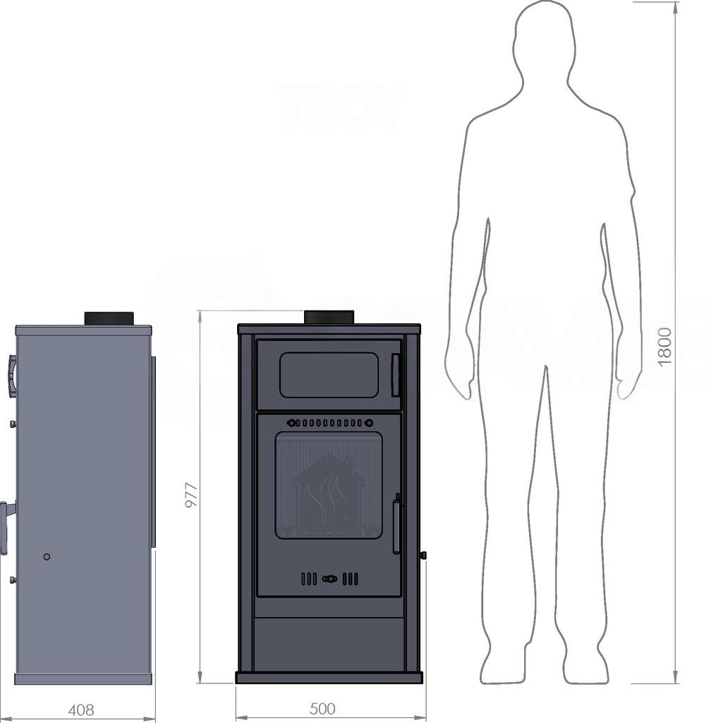 Piec opalany drewnem z piekarnikiem BALKAN ENERGY Troy 7.8 kW [Klasa energetyczna A+]