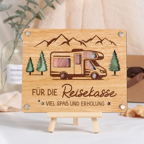 BOFUNX Reisekasse Geschenk Geldgeschenke Verpackung für Reisen und Urlaub aus Holz Geldgeschenk Geburtstag Reisegutschein Geschenk Verpackung Geburtstagsgeschenk Weihnachten Geschenk