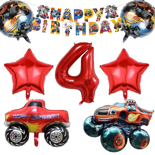 Décoration Anniversaire Monster Truck 4 Ans, Monster Truck Ballons, Monster Truck Party Supplies,...