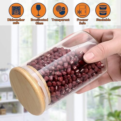 Image of Airtight Glass Storage Jar with Bamboo Lid, 280 ml Pack Of 4 | Multipurpose Kitchen Container for Coffee, Tea, Sugar, Spices, Dry Fruits & Snacks | Transparent Pantry Organizer Jars