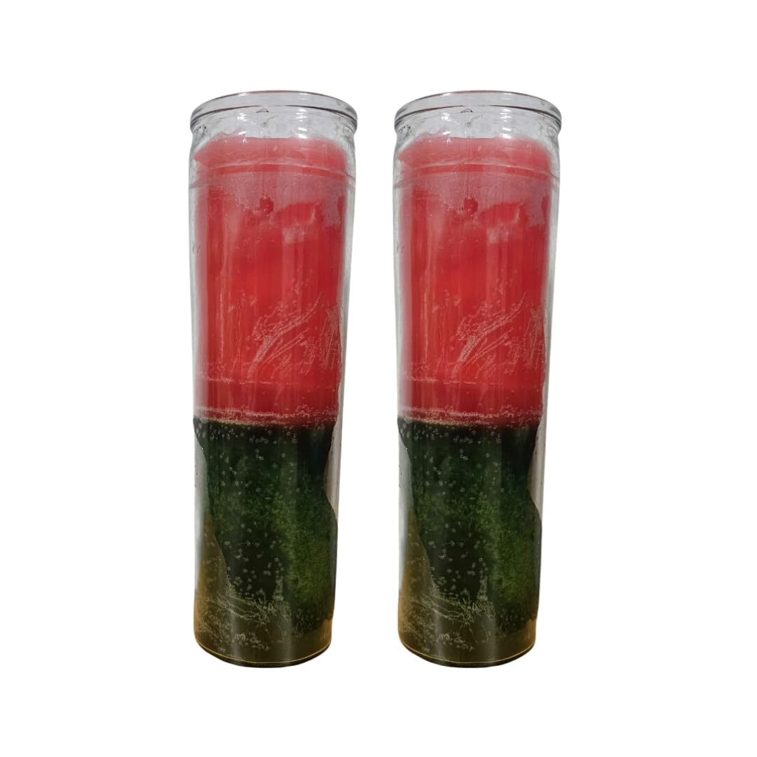 Generic Plain Pink and Green Glass Candle 2 Pack