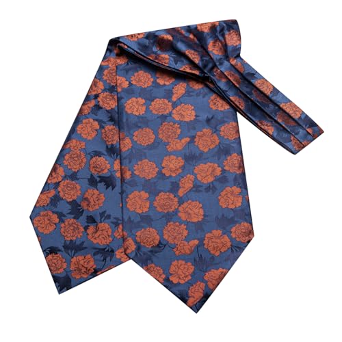 Image of Dubulle Paisley Floral Ascot for Men Self Tie Mens Cravat and Pocket Square Cufflinks Wedding