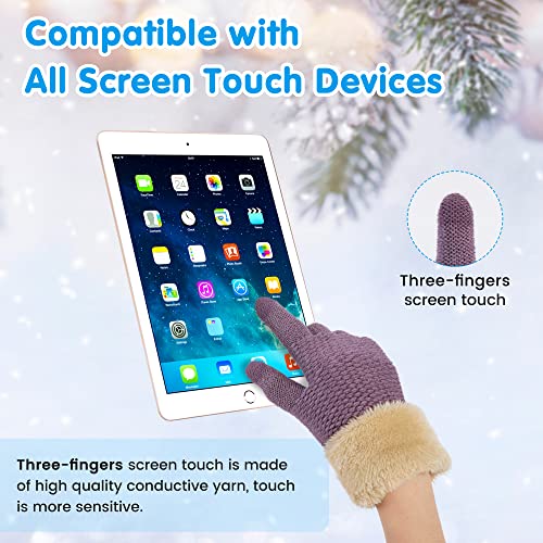 Arctic Paw Kids Winter Gloves 2 & 3 Pack - Touchscreen Knit Gloves with Faux Fur Cuff4