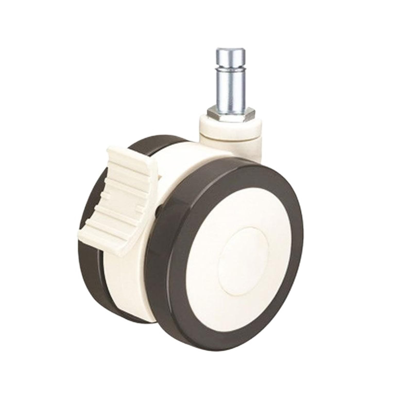 MXXDMOPD 2 Pieces/lot 3-inch Full Plastic casters Silent Black and White Double Wheels(Plunger Activ Brake)