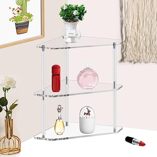 Tasybox TBCS1 Corner Shelf 2 Tier Bathroom Counter Organizer Acrylic Countertop Corner Shelves thumb #1