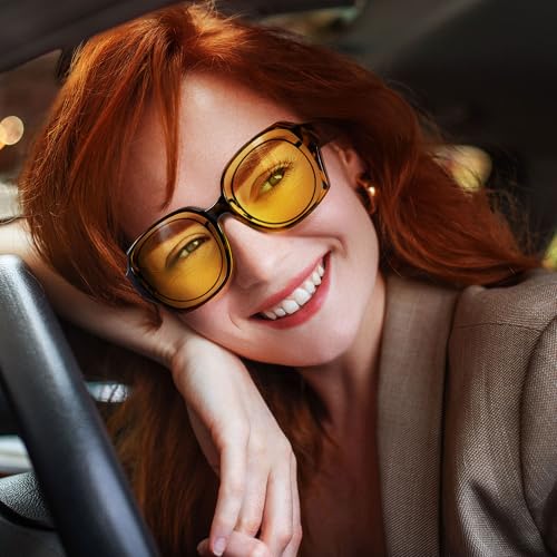 URUMQI Night Vision Driving Glasses HD Polarized, TR90 Lightweight Anti-glare Nightsight Glasses for Driving - Yellow Lens2
