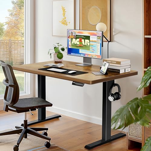 ErGear 40" x 24" Whole Piece Desktop Electric Standing Desk, Thick Height Adjustable Desk with 4 Height Memory, Home Office Computer Table with Cable Management Tray, Vintage Brown - Image 3