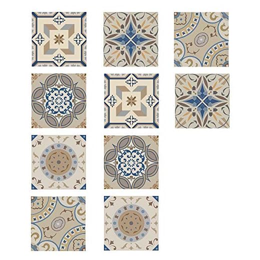 EasyLife 10 pegatinas para azulejos de pared con lentejuelas para decoración del hogar, 20 x 20 cm, impermeables y autoadhesivas, para cocina y baño(D06)