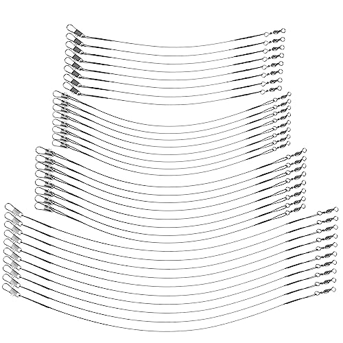 WHAMVOX 100pcs Portable Fishing Wire Leaders Lightweight with Swivels Bite-Resistant Fishing Strings for Various Fish Species for Anglers and Enthusiasts