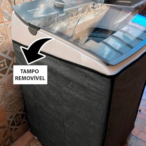 Capa Para Maquina De Lavar Brastemp Eletrolux Consul 12Kg 13Kg 14Kg 15Kg 16Kg 17Kg Cinza Impermeável