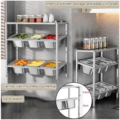 Stainless Steel Condiment Dispenser & Food Display Rack - Versatile Pizza Topping Station for Kitchen & Buffet Organization, Perfect for Easy Access & Serving