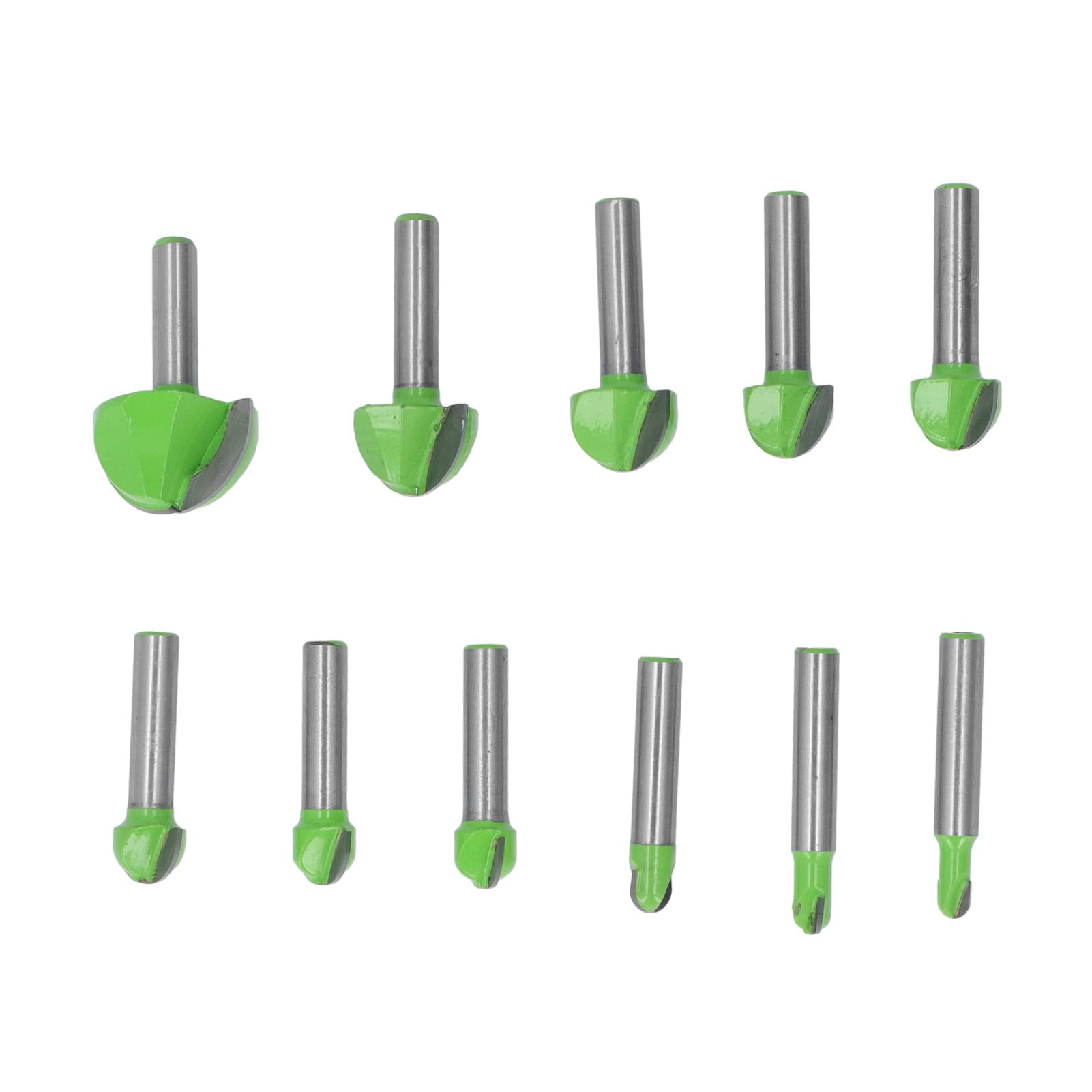 Kit di punte per router a naso tondo da 11 pezzi, set di punte per scatole con incavo in carburo cementato con gambo da 8 mm per la lavorazione del legno, porte di armadi, ripiani
