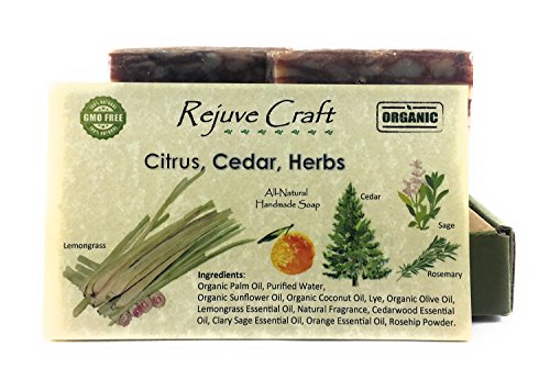 Citrus Cedar Soap. All Natural and Organic. Handmade in the USA. Relaxing & Refreshing, Anti-Aging