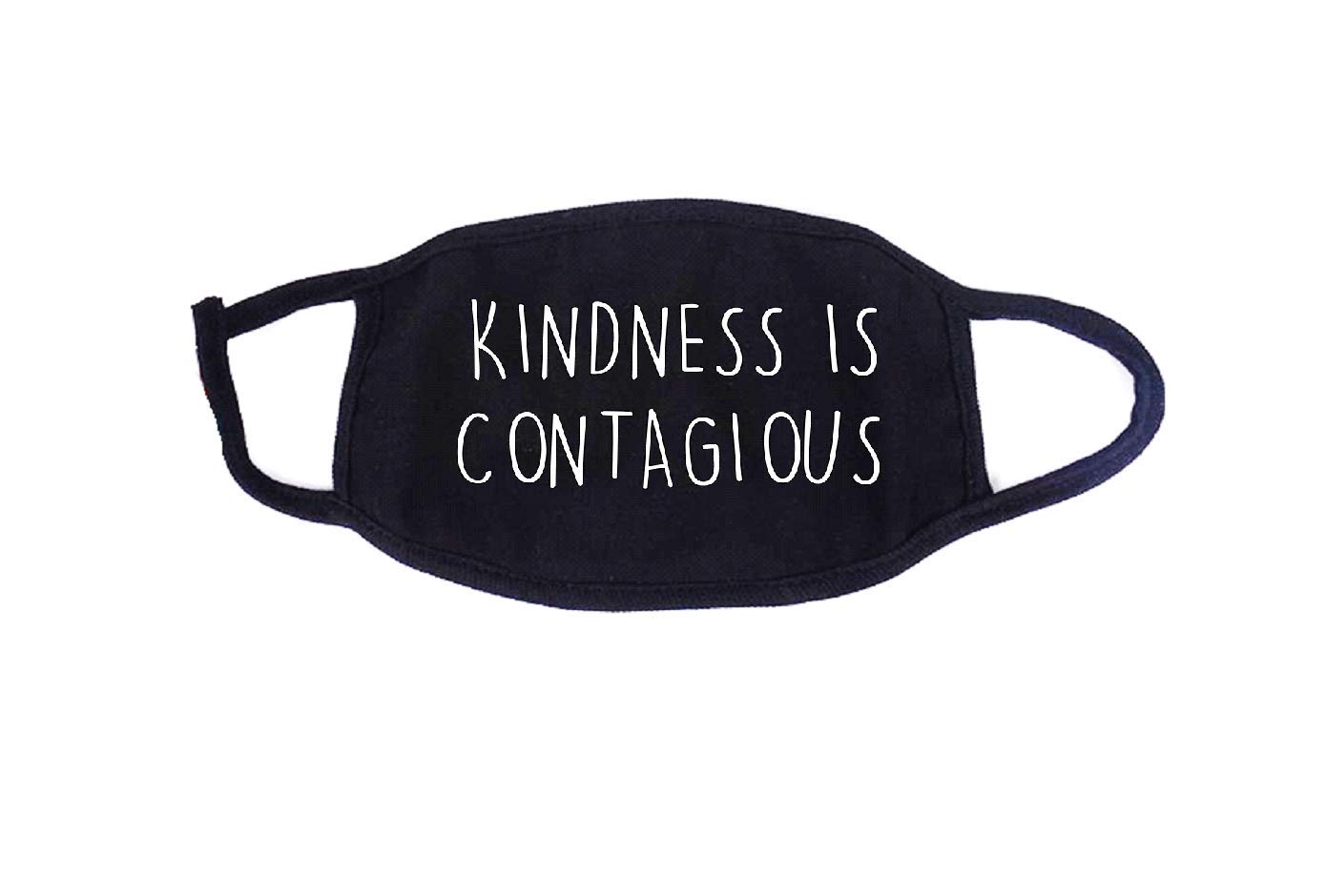 Kindness Is Contagious Face Mask, Reusable Cloth Face Mask, Black Cotton Face Covering