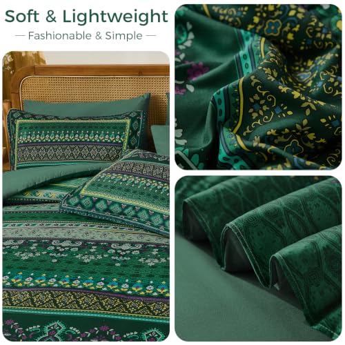 Image of Green Boho Comforter Set Full Size,8 Pieces Striped Bed in a Bag
