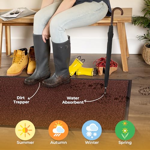 Image of BLADO Washable Door Mats - Non-Slippery Heavy Duty Doormats - Stylish & Large Rubber Door Mat - Perfect Dust Grabbing Outdoor & Indoor Door Mat (Rust, 40cm x 60cm)