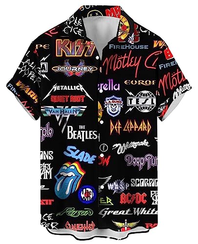 Hodaweisolp Men's Casual Short Sleeve Button Down Bowling Summer Loose Hawaiian Beach Shirts