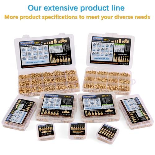Image of Heat Insert Tool 7 Soldering Tips for M2 M2.5 M3 M4 M5 M6 M8 Threaded Inserts with T18 Soldering Iron Adapter 900m Premium Clear Storage Box