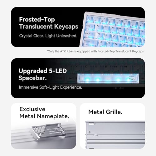 Image of ATK RS6+ 65% Wired Mechanical Gaming Keyboard, Aluminum Magnetic Switch, 8K Polling Rate, 0.08ms Ultra-Low Latency, 5-Layer Acoustic Padding, RGB Backlit, for PC Mac - Silver Samurai