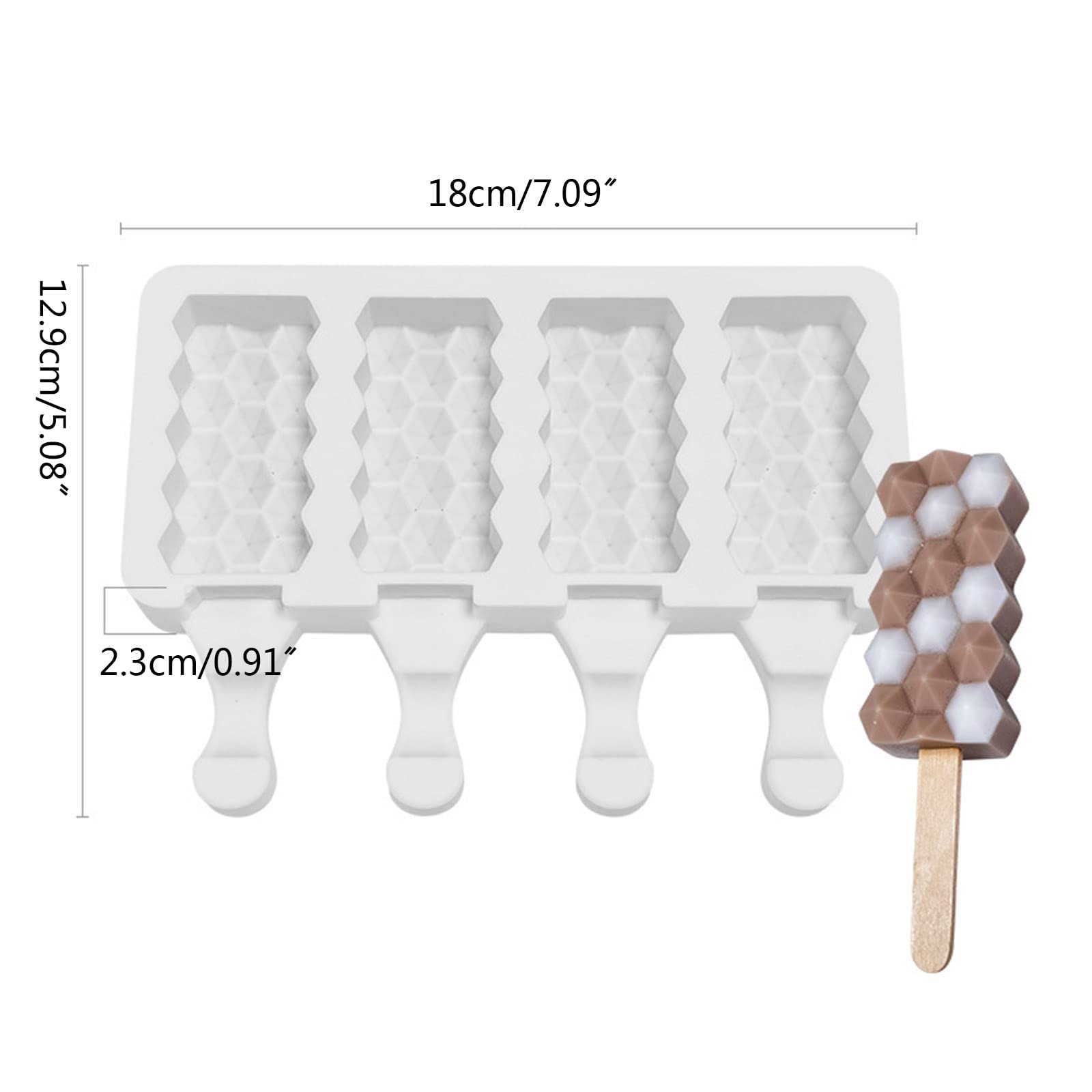 4 Hohlräume Eis am Stiel Form Antihaft Hausgemachte Dessert Ice-Pop for Kinder Küche liefert(A)