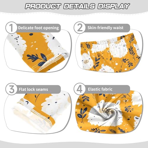 Cute Alpaca Flower Girls Leggings Ultra Soft Compression Yoga Gym Pants for Kids 4-10T3