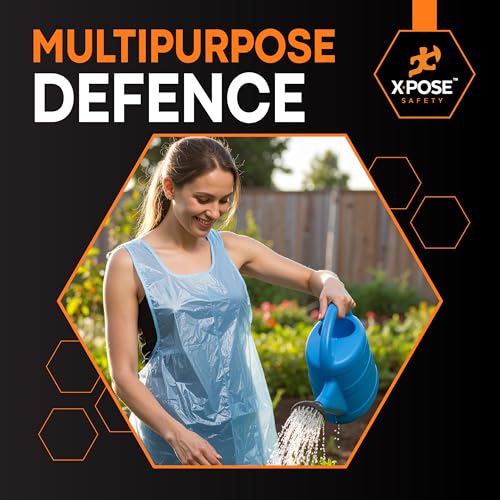 image for Xpose Safety 100 Blue Plastic Disposable Aprons for Cooking & more Ind