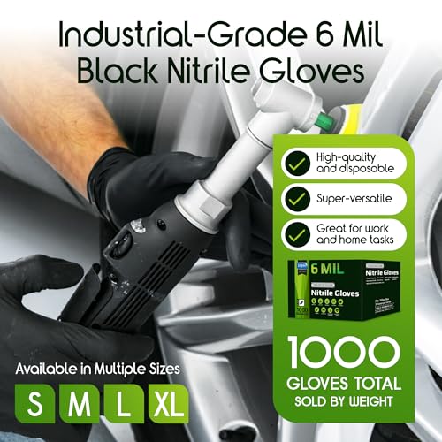 Image of Inspire Black Nitrile Gloves HEAVY DUTY 6 Mil Nitrile Chemical Resistant Medical Cooking Cleaning Disposable Black Gloves