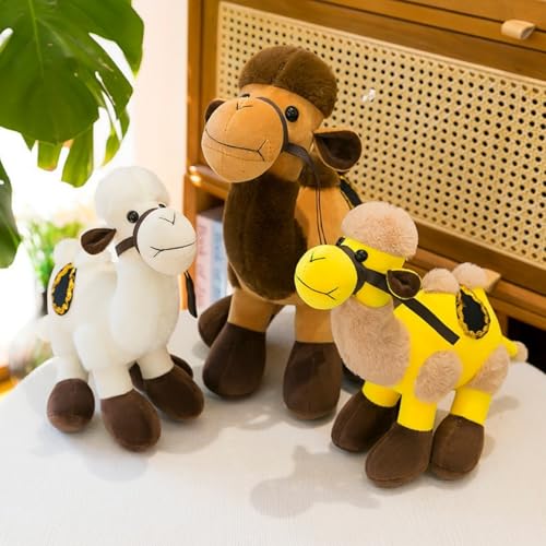 Xiyocadt Kamel Kuscheltier, Plüsch Kamel Spielzeug Stehend, Süßes Kuscheltier, Plüsch Puppe, Weich Flauschig Stofftier Zum Spielen, Geschenk für Kinder (30 cm,Braun)