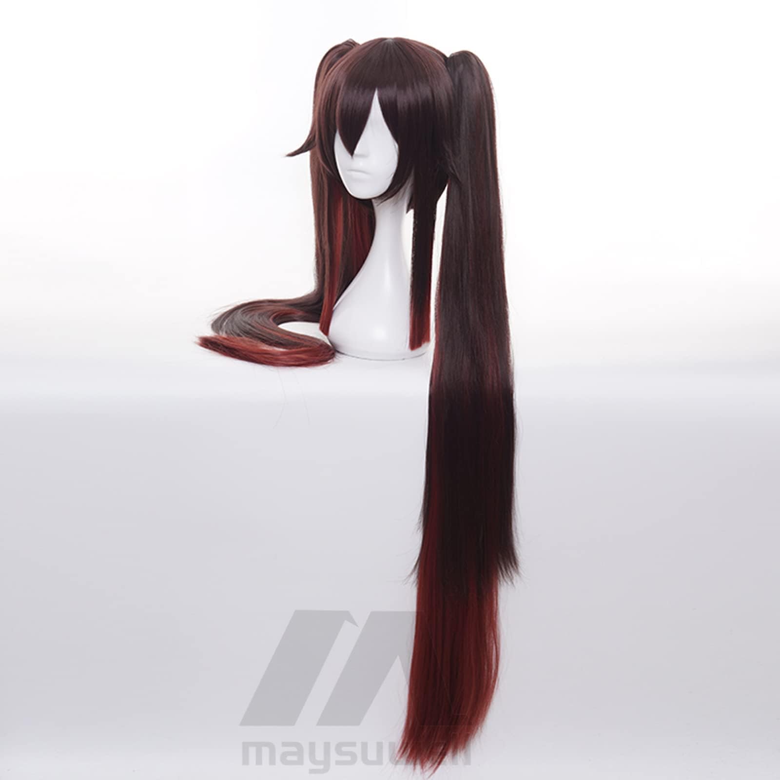 Brown Gradient Red Tiger Clip Double Ponytail Long Heat Resistant Csotume Hairs for Women Comic Con Anime Party Replacement Wigs - Image 2