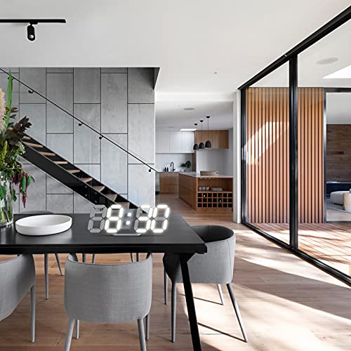 Edup Love 3D Digital Alarm Clock, Modern Design Led Wall/Desk Clocks 12/24H Time/Date/Temperature Display, Nightlight/Brightness Adjustable/White Light For Kitchen/Office/Living Room/Classroom/Hotel #TOP6