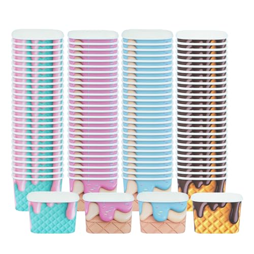 Image of Coppetta 12 Ounce Dessert Cups, 200 Greaseproof Ice Cream Cups - Lids Sold Separately, For Hot And Cold Foods, Assorted Cone Paper Yogurt Bowls, Disposable, Sturdy - Restaurantware