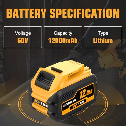 Image of 2-Pack 60V 12000mAh DCB609 Replacement for Dewalt 20V /60V Max Battery Compatible with Dewalt 20V /60V flexvolt DCB606 DCB609 DCB612 DCB200 DCB207 DCB206 Battery Cordless Power Tools (12Ah 2P)