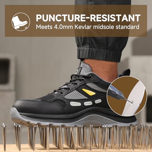Image of Steel Toe Boots for Men Indestructible High Top Work Shoes for Men Comfortable Safety Shoes Puncture Proof Hiking Construction Shoes Botas de Trabajo para Hombre